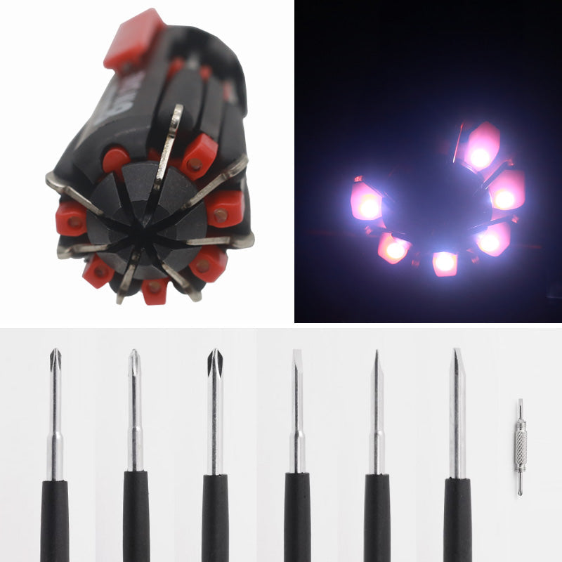 😮8-in-1-Schraubendreher mit LED-Taschenlampe👍