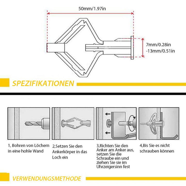 💥Schmetterlings Expansionsdübel Dehnschraube💫