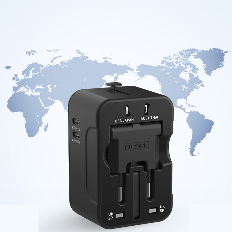 Universeller Reiseadapter mit zwei USB-Anschlüssen
